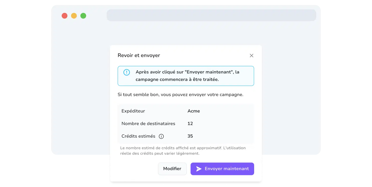 Capture d'écran illustrant la page permettant d'évaluer les campagnes WhatsApp sur TopMessage.