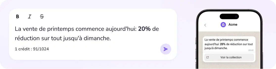 Message de campagne de soldes de printemps affiché sur un téléphone