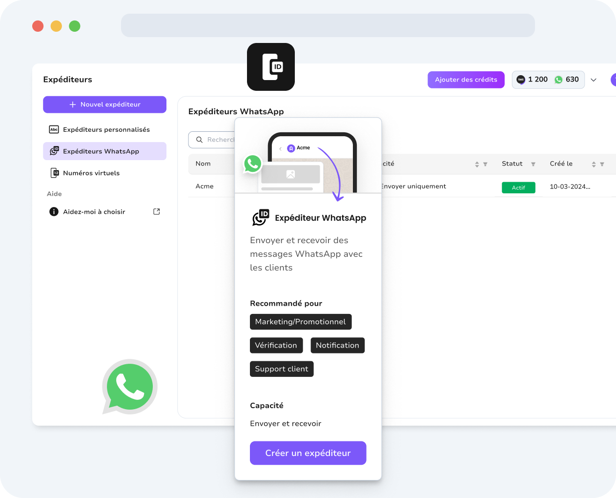 Prévisualisation de message WhatsApp montrant un rappel client