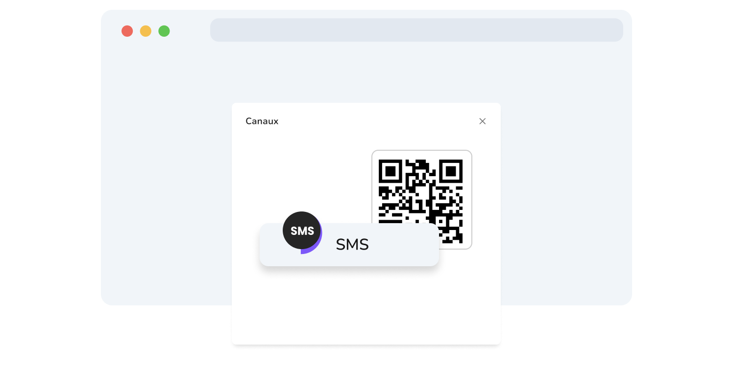 Illustration de l’écran de création de QR codes pour la messagerie SMS sur TopMessage.